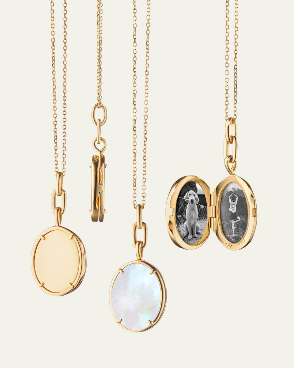 "Elle" Stone Slim 18K Yellow Gold Locket Necklace